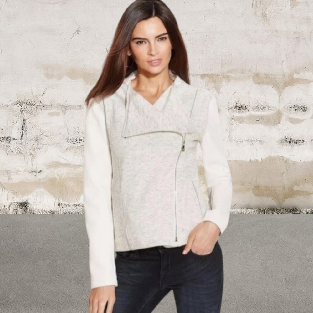 Two By Vince Camuto $149 Moto Faux Leather Fleece Size Small